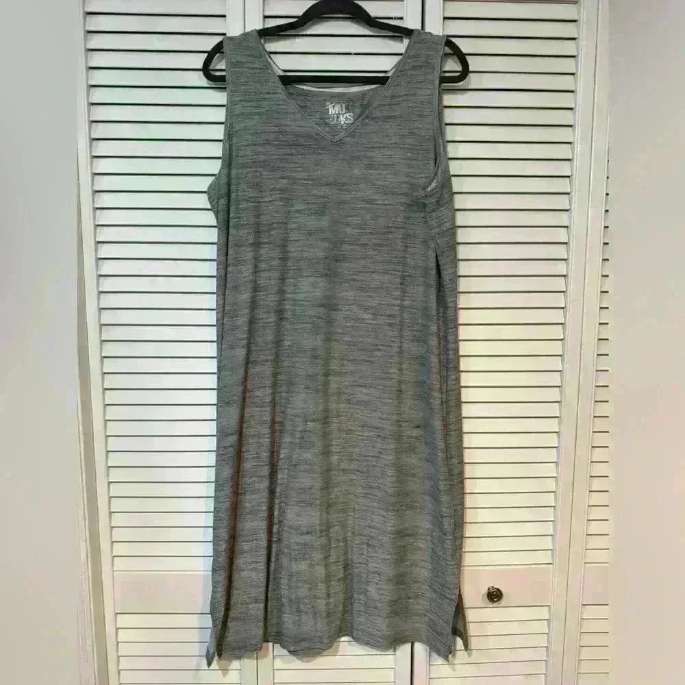 MUK LUKS Regular Cloud Knit Midi‎ Dress A511638 Grey Size XL